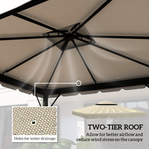 9.8' x 9.8' Gazebo Replacement Canopy, Gazebo Top Cover with Double Vented Roof for Garden Patio Outdoor TOP ONLY, Beige