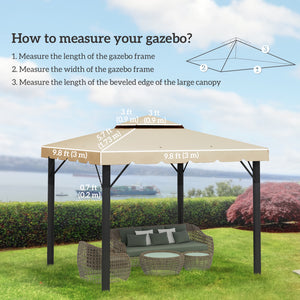 9.8' x 9.8' Gazebo Replacement Canopy, Gazebo Top Cover with Double Vented Roof for Garden Patio Outdoor TOP ONLY, Beige