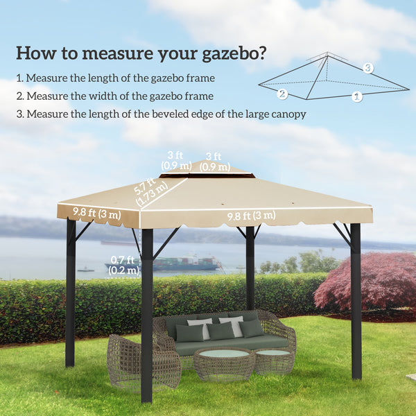9.8' x 9.8' Gazebo Replacement Canopy, Gazebo Top Cover with Double Vented Roof for Garden Patio Outdoor TOP ONLY, Beige