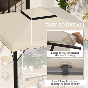 9.8' x 9.8' Gazebo Replacement Canopy, Gazebo Top Cover with Double Vented Roof for Garden Patio Outdoor TOP ONLY, Beige