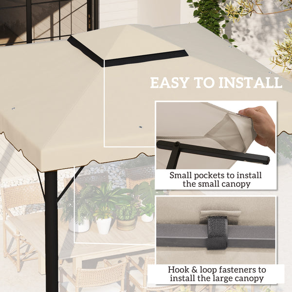 9.8' x 9.8' Gazebo Replacement Canopy, Gazebo Top Cover with Double Vented Roof for Garden Patio Outdoor TOP ONLY, Beige