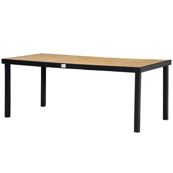 75" x 35" Outdoor Dining Table for 8 People, Rectangular Aluminum Frame Garden Table with All-Weather Faux Wood Top for Garden, Lawn, Patio, Natural