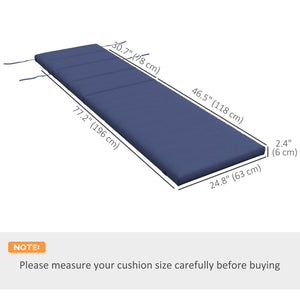 Set of 2 Outdoor Lounge Chair Cushions, Patio Chaise Lounge Cushions with Headrest and Ties, Water Resistant Replacement Sun Lounger Seat Pads, Dark Blue