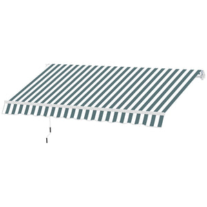 2.5m x 2m Garden Patio Manual Awning Canopy Sun Shade Shelter Retractable with Winding Handle Green White