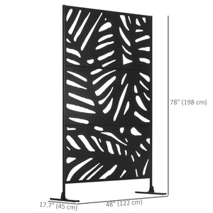 Metal Outdoor Privacy Screen, Decorative Outdoor Divider with Stand and Expansion Screws, Freestanding Privacy Panel for Garden Backyard Deck Pool Hot Tub, Leaf Style
