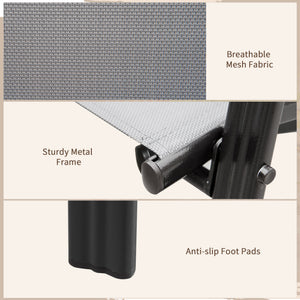 Set of 4 Outdoor Dining Chairs, Heavy Duty Stackable Patio Dining Set with Mesh Seat and Armrests for Balcony Garden, Dark Grey