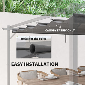 Retractable Pergola Shade Cover, Replacement Canopy Fabric for 4 x 3 (m) Pergola, Gazebo Retractable Roof, Light Grey