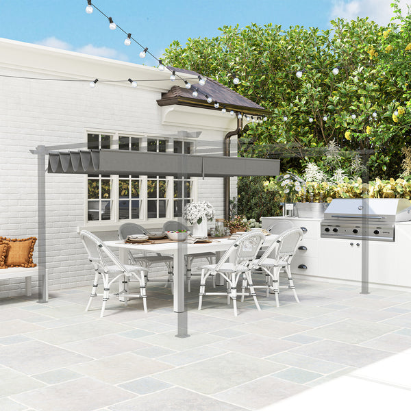 Retractable Pergola Shade Cover, Replacement Canopy Fabric for 4 x 3 (m) Pergola, Gazebo Retractable Roof, Light Grey