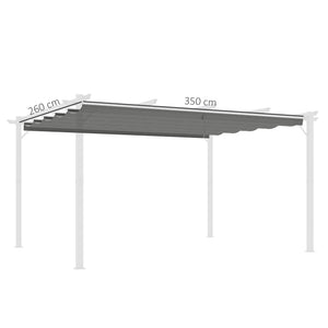 Retractable Pergola Shade Cover, Replacement Canopy Fabric for 4 x 3 (m) Pergola, Gazebo Retractable Roof, Light Grey