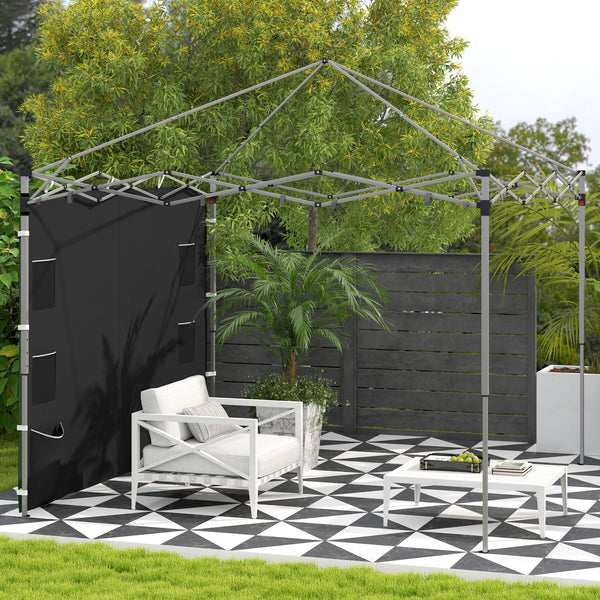 Gazebo Side Panel, Canopy Sidewall Panel with 4 Mesh Bags and 2 Storage Pockets for 3 x 3 m Straight Leg Pop Up Gazebos, 1 Pack Sidewall Only, Black