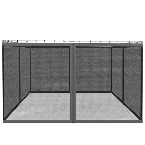 Replacement Mosquito Netting for Gazebo 12' x 12' Black Screen Walls for Canopy with Zippers for Parties and Outdoor Activities, Dark Grey