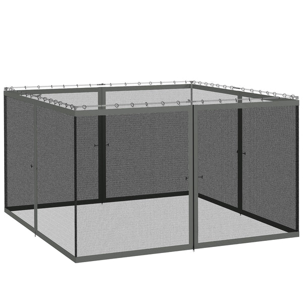 Replacement Mosquito Netting for Gazebo 12' x 12' Black Screen Walls for Canopy with Zippers for Parties and Outdoor Activities, Dark Grey
