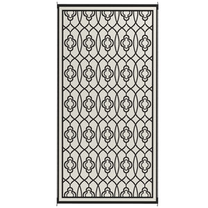 Outsunny Reversible Outdoor Rug, 9' x 18' Waterproof Plastic Straw Floor Mat, Portable RV Camping Carpet, Large Floor Mat for Backyard, Deck, Picnic, Beach, Black & White Lantern