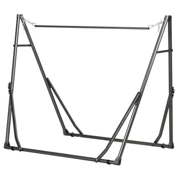 Foldable Hammock Stand Only, 2-in-1 Adjustable Portable Hammock Stand Clothes Drying Rack with Carrying Bag and Steel Frame for Indoor, Outdoor, Camping, Black