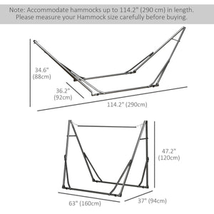 Foldable Hammock Stand Only, 2-in-1 Adjustable Portable Hammock Stand Clothes Drying Rack with Carrying Bag and Steel Frame for Indoor, Outdoor, Camping, Black