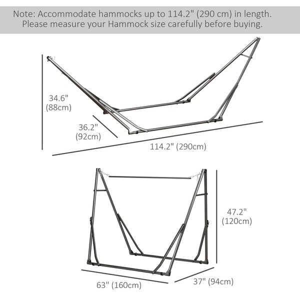 Foldable Hammock Stand Only, 2-in-1 Adjustable Portable Hammock Stand Clothes Drying Rack with Carrying Bag and Steel Frame for Indoor, Outdoor, Camping, Black