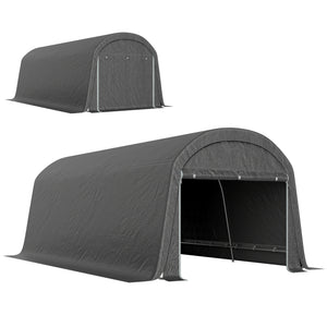 10' x 20' Portable Shed, Waterproof Motorcycle Bike Tent with Roll-up Zipper Door, Galvanised Steel Frame, Outdoor Storage Shed for Garden Tools, Dark Grey
