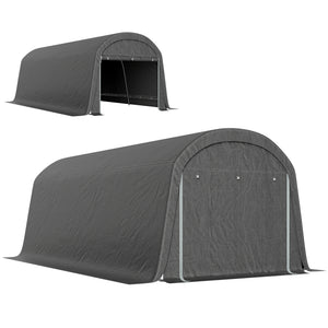 10' x 20' Portable Shed, Waterproof Motorcycle Bike Tent with Roll-up Zipper Door, Galvanised Steel Frame, Outdoor Storage Shed for Garden Tools, Dark Grey