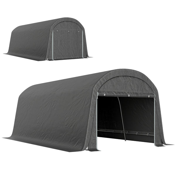 10' x 20' Portable Shed, Waterproof Motorcycle Bike Tent with Roll-up Zipper Door, Galvanised Steel Frame, Outdoor Storage Shed for Garden Tools, Dark Grey