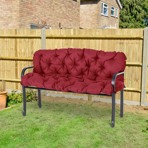 Outsunny 59" x 38" Tufted Bench Cushion for Outdoor Furniture, 3-Seater Replacement for Swing Chair, Patio Sofa/Couch, Overstuffed, Includes Backrest, Wine Red