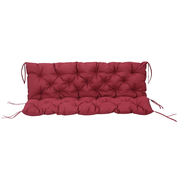 Porch Swing Cushion Garden Bench Cushion with Backrest, Non-Slip 3-Seater Thick Pad, Swing Chair Mat Replacement for Indoor and Outdoor, 59.1" x 38.6", Wine Red