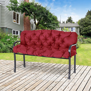 Porch Swing Cushion Garden Bench Cushion with Backrest, Non-Slip 3-Seater Thick Pad, Swing Chair Mat Replacement for Indoor and Outdoor, 59.1" x 38.6", Wine Red