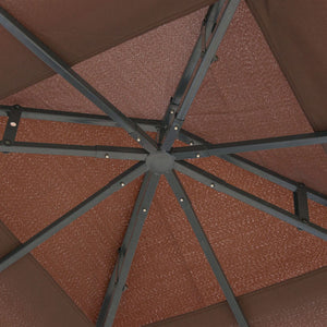 3 x 3(m) Patio Gazebo Canopy Garden Pavilion Tent Shelter with 2 Tier Roof and Mosquito Netting, Steel Frame, Coffee
