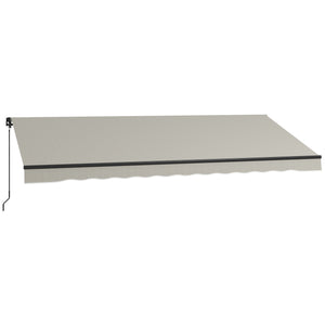  15' x 10' Retractable Awning, Patio Awning Sunshade Shelter with Manual Crank Handle, 280gsm UV Resistant Fabric and Aluminum Frame, for Balcony, Yard, Light Grey