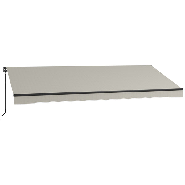  15' x 10' Retractable Awning, Patio Awning Sunshade Shelter with Manual Crank Handle, 280gsm UV Resistant Fabric and Aluminum Frame, for Balcony, Yard, Light Grey