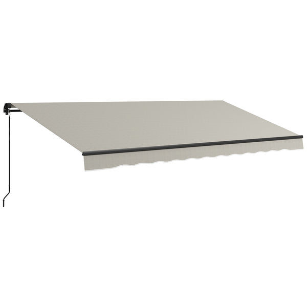  15' x 10' Retractable Awning, Patio Awning Sunshade Shelter with Manual Crank Handle, 280gsm UV Resistant Fabric and Aluminum Frame, for Balcony, Yard, Light Grey