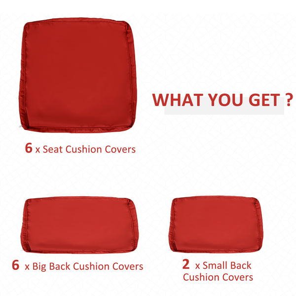 14Pcs Outdoor Cushion Covers, Patio Cushion Covers Replacement for Rattan Sofa Set - No Cushion Included, Red