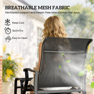Outdoor Glider Chair with Ottoman, Patio Glider Set with 24.4" High Back, 22" Wide Seat, 2-Piece Outdoor Lounge Set with All-Weather Breathable Mesh for Porch, Garden, Backyard, Black