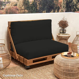 2 Seater Pallet Furniture Cushions Pallet Cushions, UPF20+ 220gsm Fabric, 20 cm Thick Outdoor Seat Pads, Black