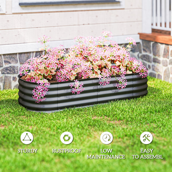 5' x 2' x 1' Galvanized Raised Garden Bed Kit, Outdoor Metal Elevated Planter Box with Safety Edging, Easy DIY Stock Tank for Growing Flowers, Herbs & Vegetables, Dark Gray