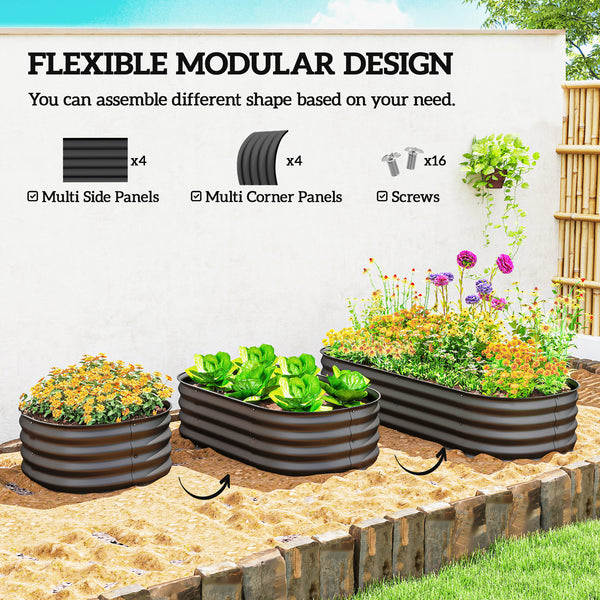 5' x 2' x 1' Galvanized Raised Garden Bed Kit, Outdoor Metal Elevated Planter Box with Safety Edging, Easy DIY Stock Tank for Growing Flowers, Herbs & Vegetables, Dark Gray