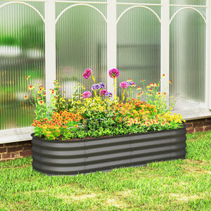 5' x 2' x 1' Galvanized Raised Garden Bed Kit, Outdoor Metal Elevated Planter Box with Safety Edging, Easy DIY Stock Tank for Growing Flowers, Herbs & Vegetables, Dark Gray