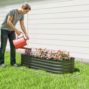 5' x 2' x 1' Galvanized Raised Garden Bed Kit, Outdoor Metal Elevated Planter Box with Safety Edging, Easy DIY Stock Tank for Growing Flowers, Herbs & Vegetables, Dark Gray