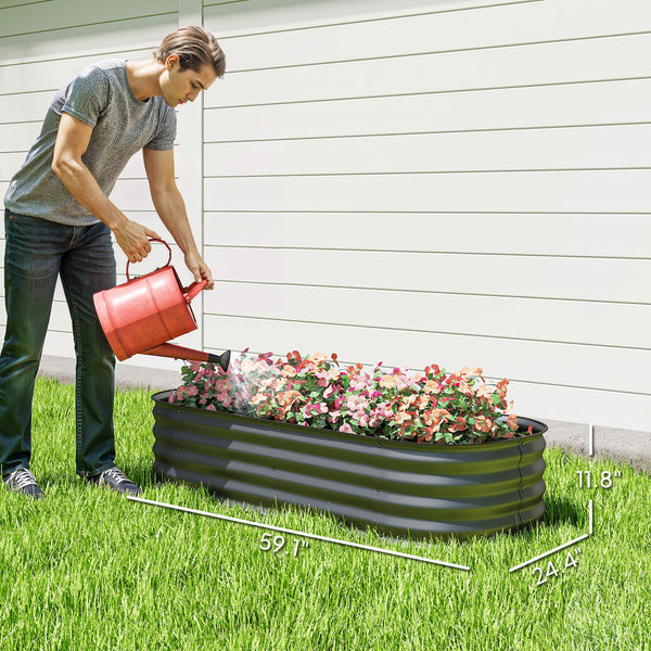 5' x 2' x 1' Galvanized Raised Garden Bed Kit, Outdoor Metal Elevated Planter Box with Safety Edging, Easy DIY Stock Tank for Growing Flowers, Herbs & Vegetables, Dark Gray