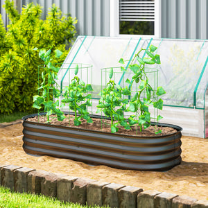 5' x 2' x 1' Galvanized Raised Garden Bed Kit, Outdoor Metal Elevated Planter Box with Safety Edging, Easy DIY Stock Tank for Growing Flowers, Herbs & Vegetables, Dark Gray