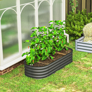 5' x 2' x 1' Galvanized Raised Garden Bed Kit, Outdoor Metal Elevated Planter Box with Safety Edging, Easy DIY Stock Tank for Growing Flowers, Herbs & Vegetables, Dark Gray