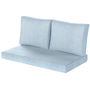 2 Seater Outdoor Seat Cushions with Backrest, Loveseat Double Sofa Outdoor Furniture Cushions, Fade-Resistant Replacement Patio Cushions for Indoor and Outdoor, Light Blue