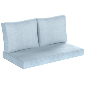 2 Seater Outdoor Seat Cushions with Backrest, Loveseat Double Sofa Outdoor Furniture Cushions, Fade-Resistant Replacement Patio Cushions for Indoor and Outdoor, Light Blue
