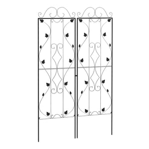 2 Pcs Garden Trellis for Climbing Plants, 71 x 20 in Outdoor Metal Trellis Plant Support Leaves and Curved Lines Trellises for Patio, Lawn, Backyard
