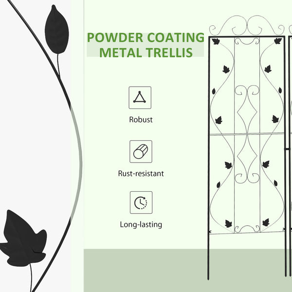 2 Pcs Garden Trellis for Climbing Plants, 71 x 20 in Outdoor Metal Trellis Plant Support Leaves and Curved Lines Trellises for Patio, Lawn, Backyard