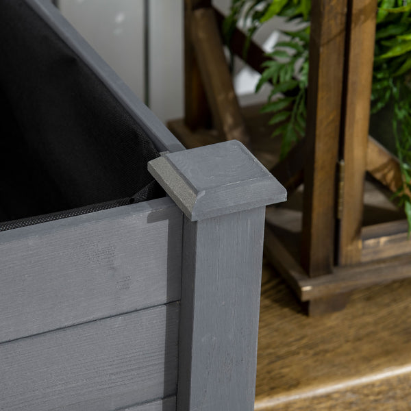 34" x 18" x 30" Wooden Patio Raised Garden Bed Planter, Elevated Planter Box with Legs, Outdoor Flower Stand with Inner Bag, Dark Grey