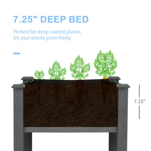 34" x 18" x 30" Wooden Patio Raised Garden Bed Planter, Elevated Planter Box with Legs, Outdoor Flower Stand with Inner Bag, Dark Grey