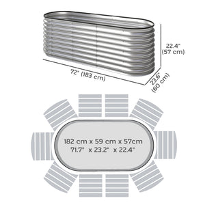 2Pcs Galvanized Raised Garden Bed, 6 x 2 x 2 ft Modular Metal Garden Beds with Rubber Strip Edging, Oval Outdoor Planter Box for Vegetables, Flowers, Herbs, Silver