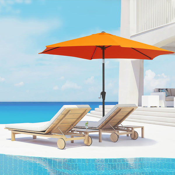 8.5FT Patio Umbrella, Round Garden Parasol with 6 Ribs, Market Sunshade Tilt Canopy w/ Crank Handle for Outdoor, Orange