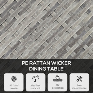 70 cm Outdoor Dining Table, PE Rattan Patio Table with Wood-plastic Composite Top for Balcony, Garden, Grey