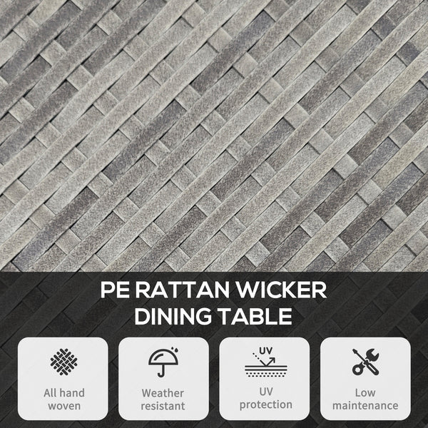 70 cm Outdoor Dining Table, PE Rattan Patio Table with Wood-plastic Composite Top for Balcony, Garden, Grey